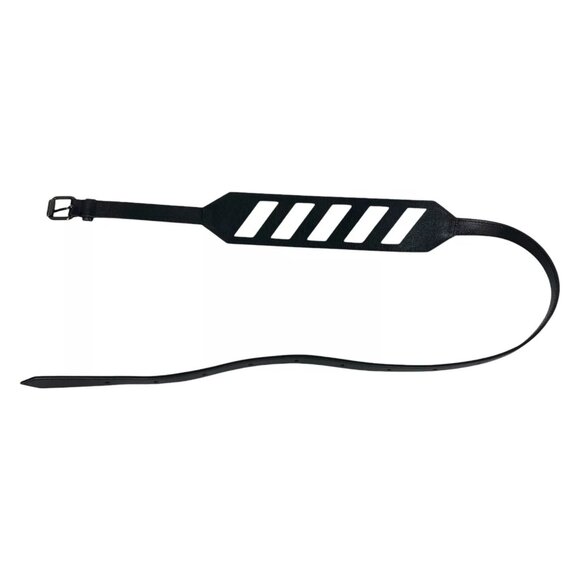 OFF-WHITE Virgil Abloh Black Leather Buckle Belt (Diagonal Stripe Camera Strap) - Picture 1 of 5